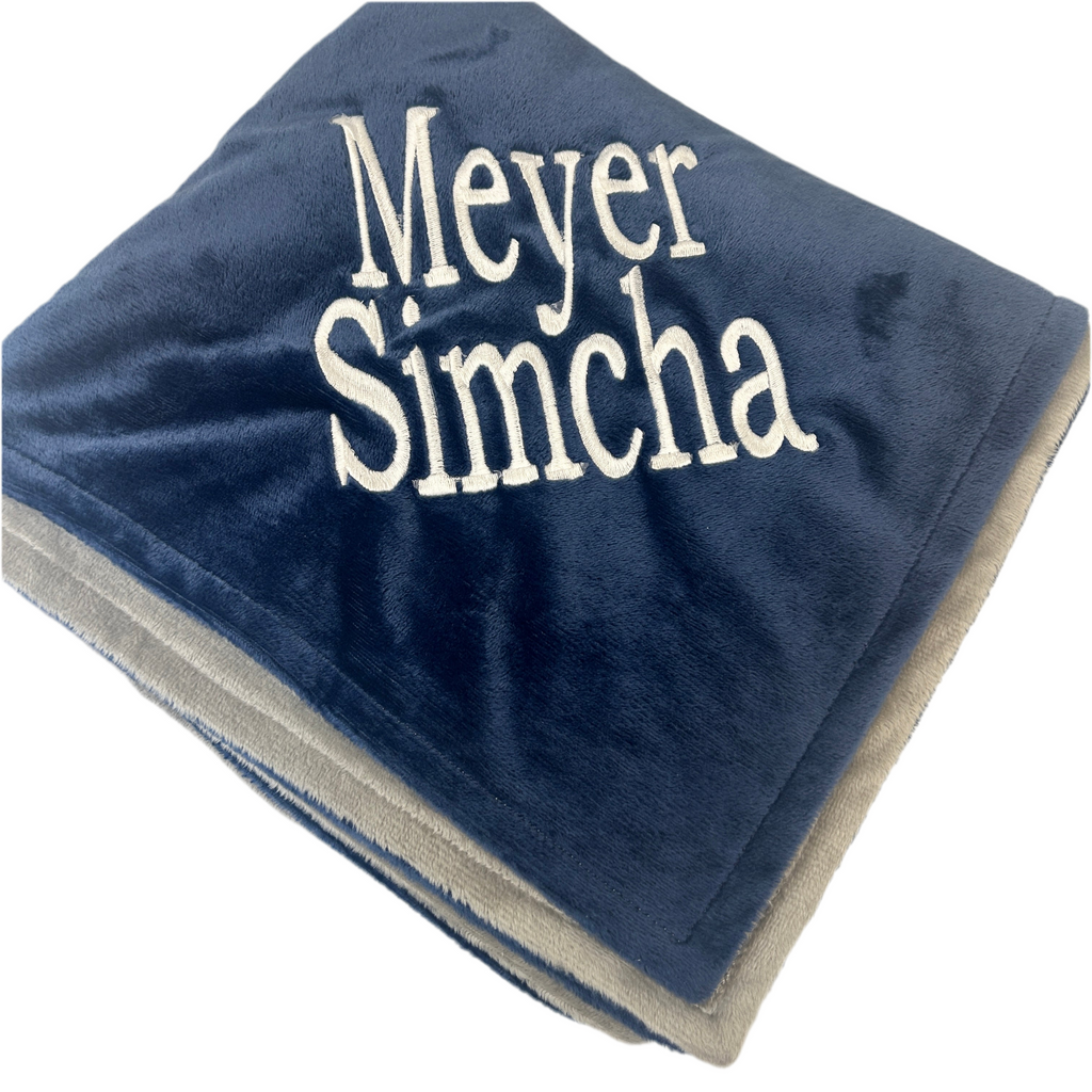 Sample Sale Meyer Simcha MinkyBee Stroller Blanket ~ Navy/Grey