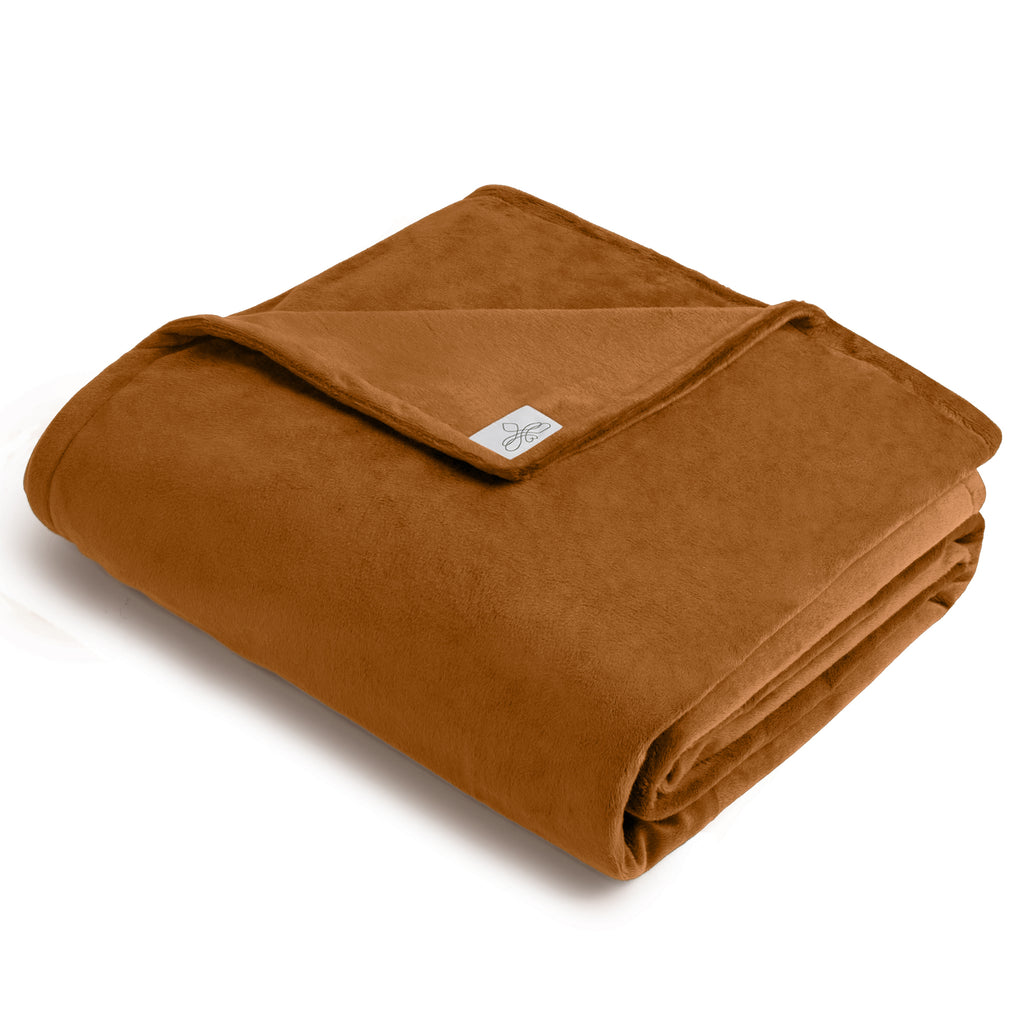 BiggerBee Throw Blanket ~ Caramel Brown