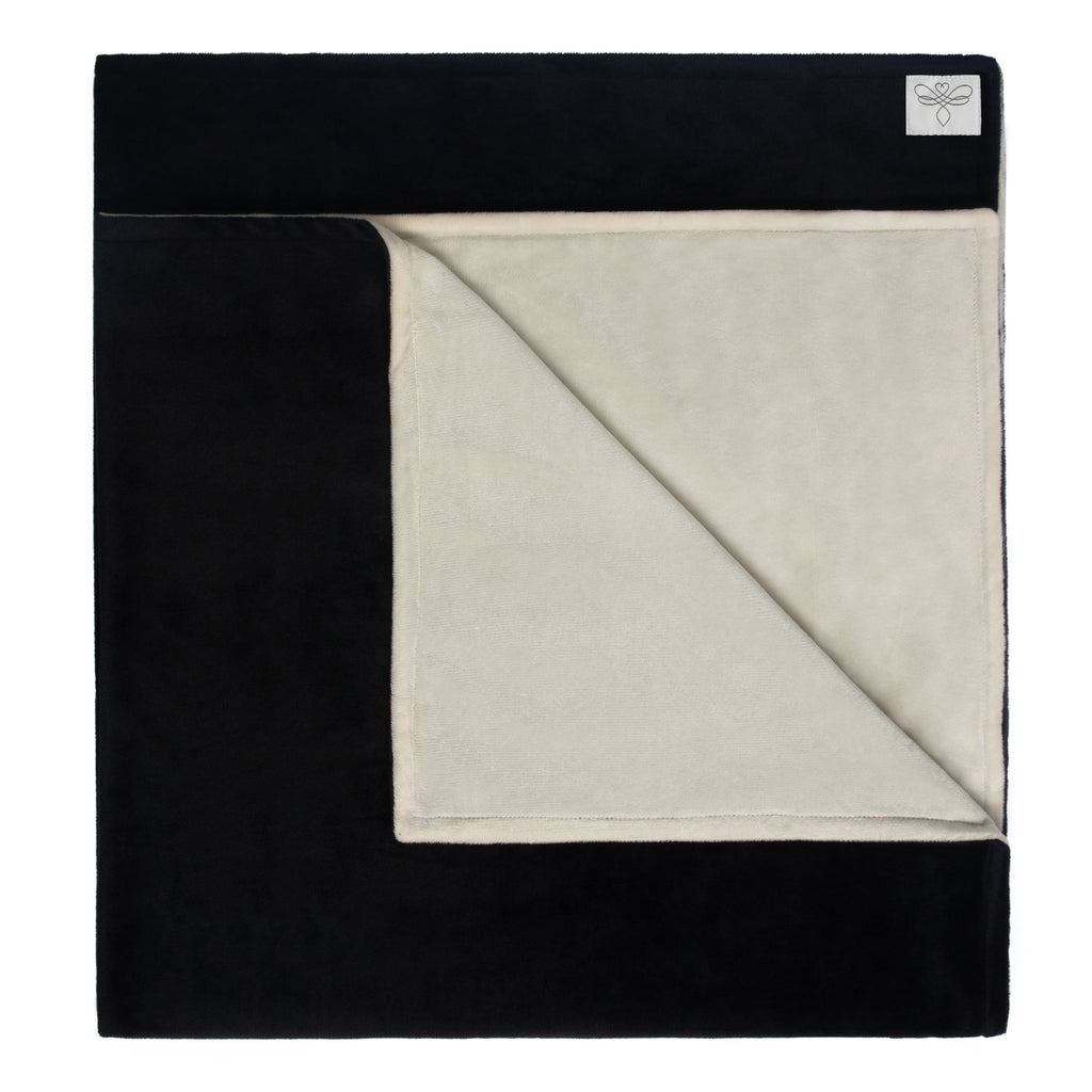 MinkyBee  Stroller Blanket ~ Black/Ivory (may have previous logo tag)