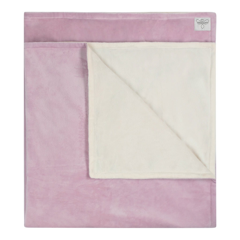 MinkyBee Stroller Blanket ~ Dusty Lavender/Ivory