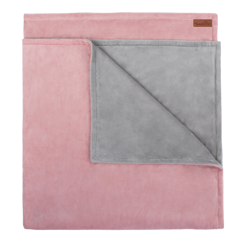 MinkyBee Stroller Blanket ~ Dusty Pink/Grey
