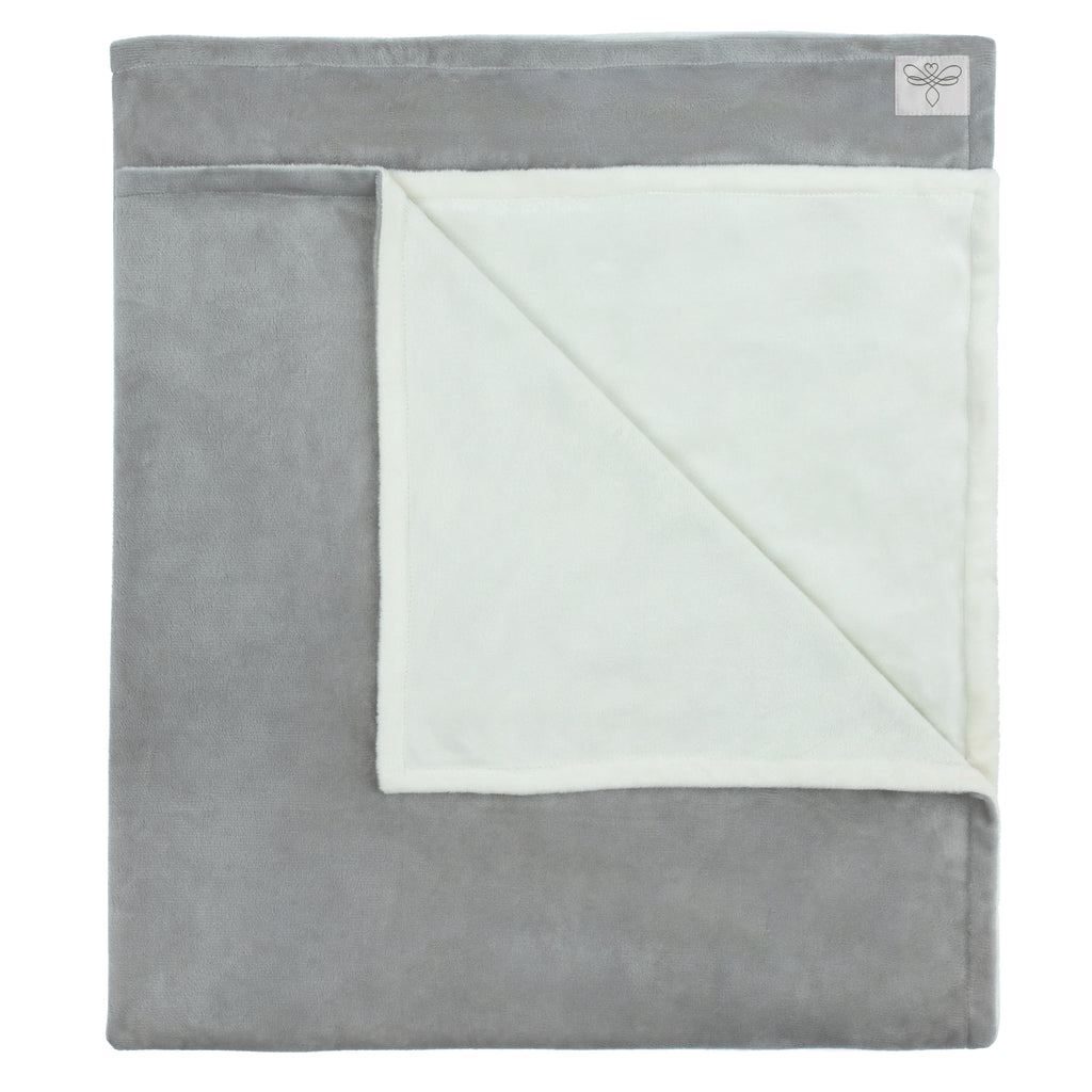 MinkyBee Stroller Blanket ~ Grey/Ivory