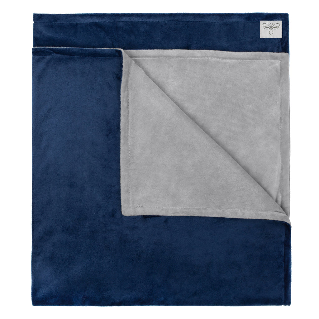 MinkyBee Stroller Blanket ~ Grey/Navy