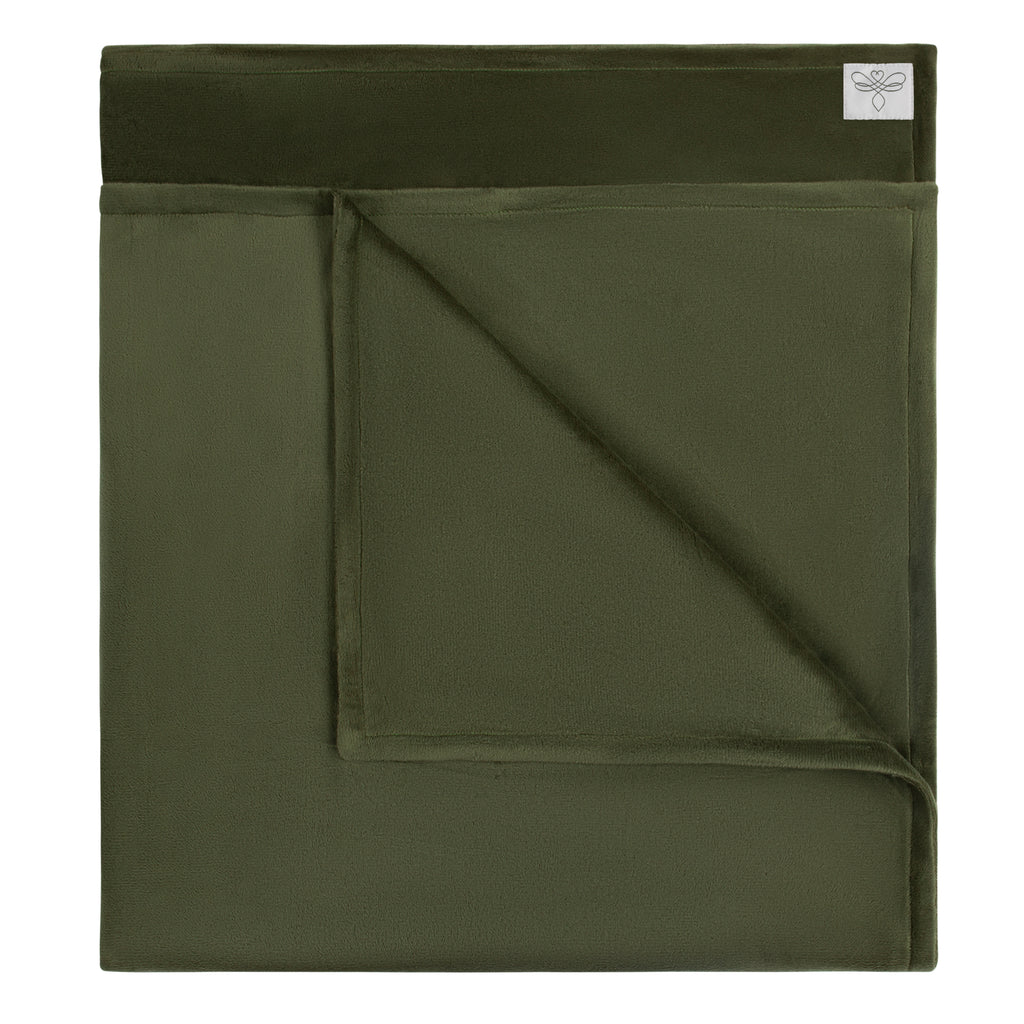 MinkyBee Stroller Blanket ~ Solid Olive Green