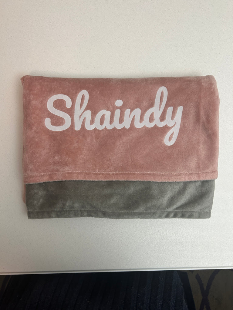 Sample Sale Shaindy MinkyBee Stroller Blanket ~ Grey/Dusty Pink