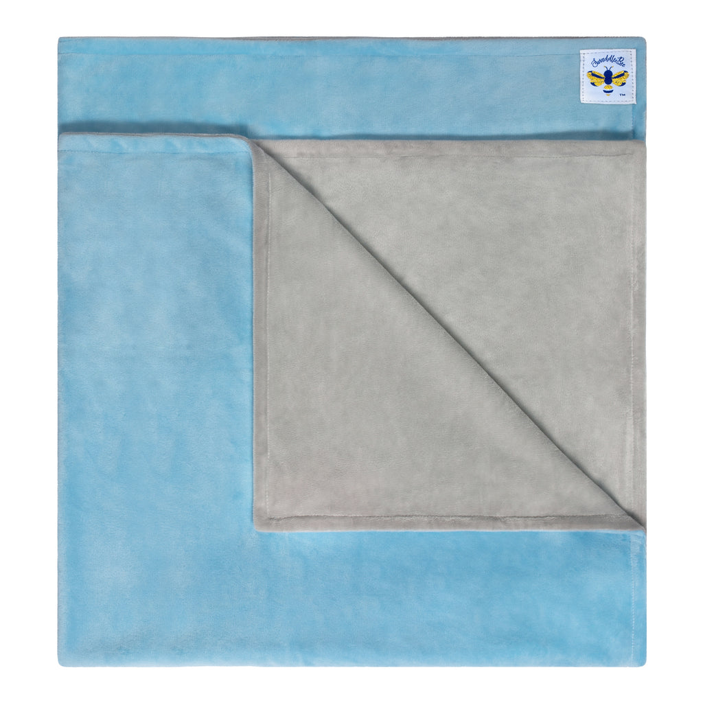 MinkyBee Stroller Blanket ~ SKY BLUE/ GREY