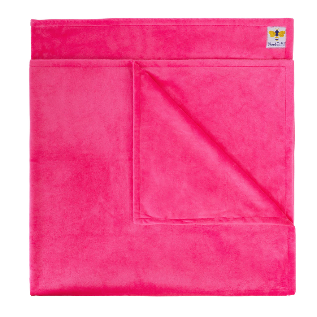 MinkyBee Stroller Blanket ~ Solid Hot Pink