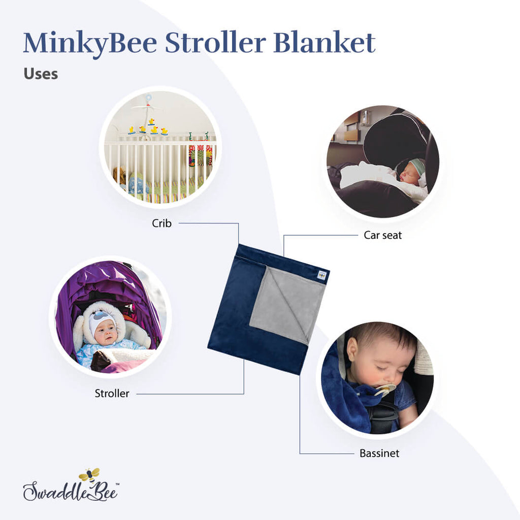 MinkyBee Stroller Blanket PLC Jewel Purple Swaddle Bee